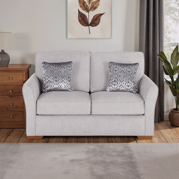 Campo Silver Fabric Sofas - 2 Seater Sofa Bed - Jasmine Range - Oak Furnitureland