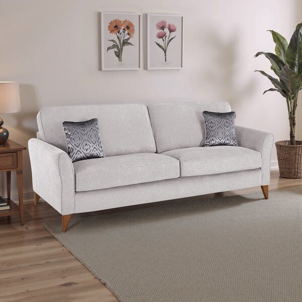 Campo Silver Fabric Sofas - 4 Seater Sofa - Jasmine Range - Oak Furnitureland