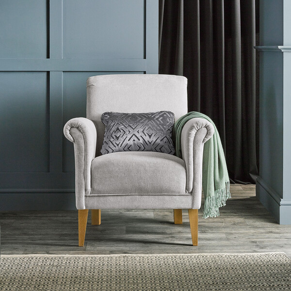 Campo Silver Fabric Sofas - Accent Chair - Jasmine Range - Oak Furnitureland