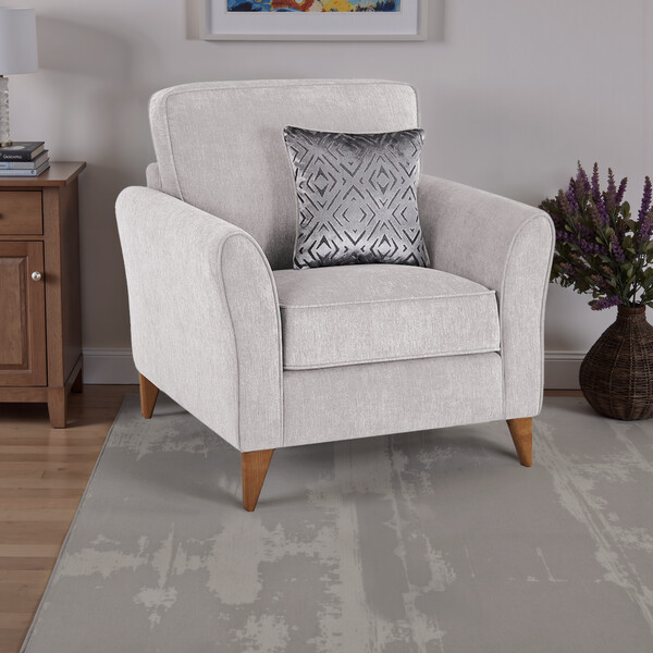 Campo Silver Fabric Sofas - Armchair - Jasmine Range - Oak Furnitureland