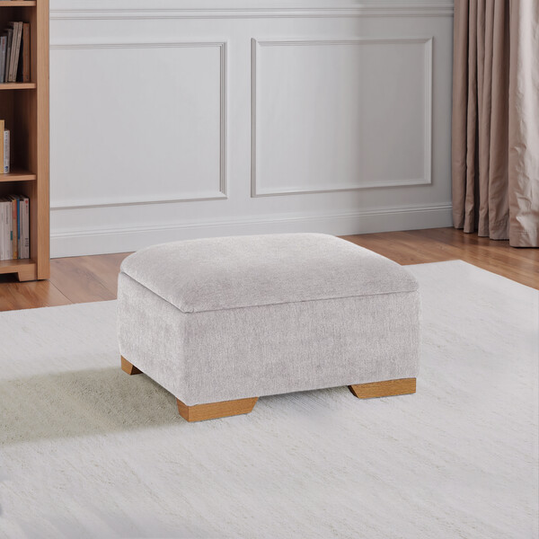 Campo Silver Fabric Sofas - Storage Footstool - Jasmine Range - Oak Furnitureland