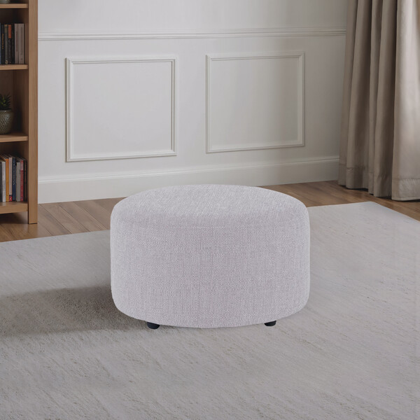 Cosmo Silver Fabric Sofas - Round Footstool - Jasmine Range - Oak Furnitureland