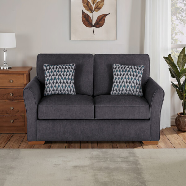 Orkney Graphite Fabric Sofas - 2 Seater Sofa Bed - Jasmine Range - Oak Furnitureland