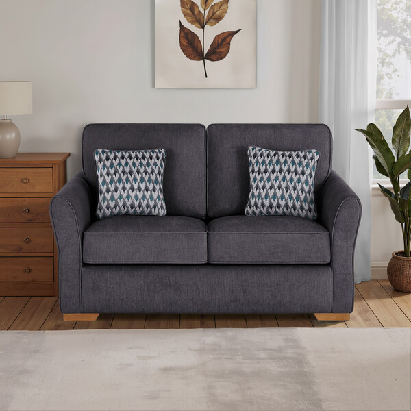 Orkney Graphite Fabric Sofas - 2 Seater Deluxe Sofa Bed - Jasmine Range - Oak Furnitureland
