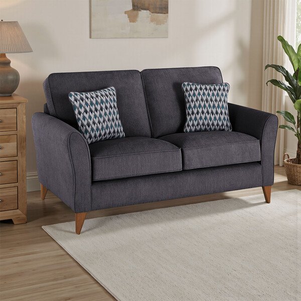Orkney Graphite Fabric Sofas - 2 Seater Sofa - Jasmine Range - Oak Furnitureland