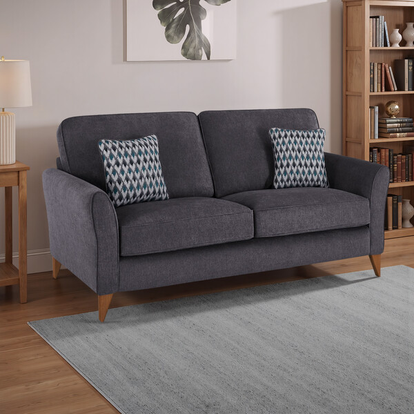 Orkney Graphite Fabric Sofas - 3 Seater Sofa - Jasmine Range - Oak Furnitureland