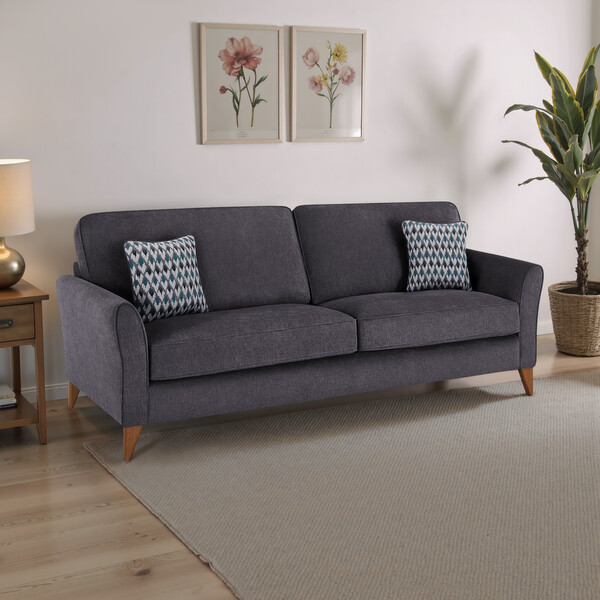 Orkney Graphite Fabric Sofas - 4 Seater Sofa - Jasmine Range - Oak Furnitureland