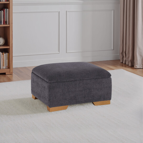 Orkney Graphite Fabric Sofas - Storage Footstool - Jasmine Range - Oak Furnitureland