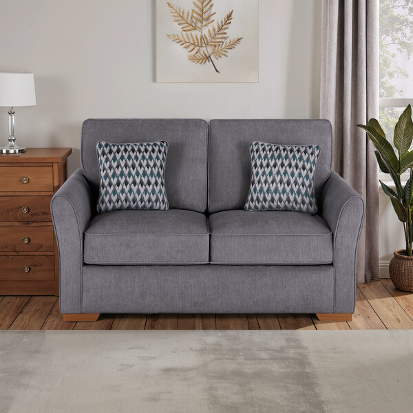 Orkney Grey Fabric Sofas - 2 Seater Sofa Bed - Jasmine Range - Oak Furnitureland