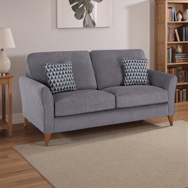 Orkney Grey Fabric Sofas - 3 Seater Sofa - Jasmine Range - Oak Furnitureland