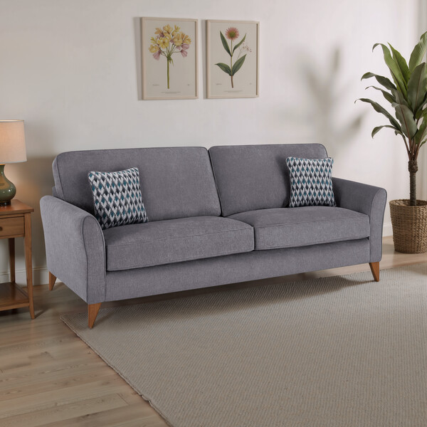 Orkney Grey Fabric Sofas - 4 Seater Sofa - Jasmine Range - Oak Furnitureland