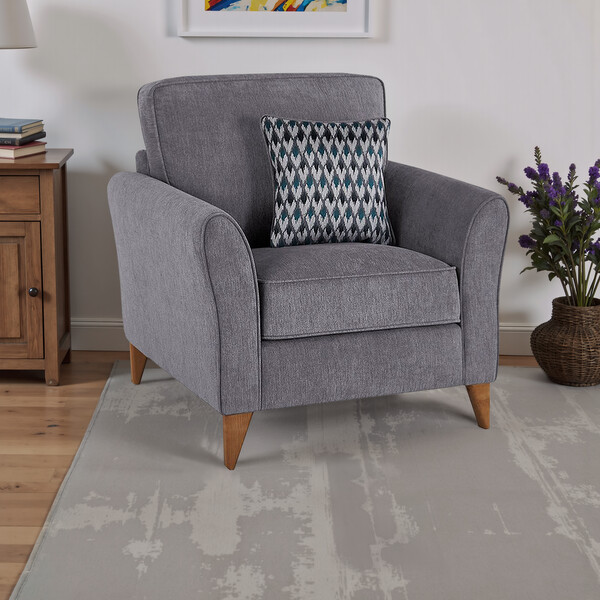 Orkney Grey Fabric Sofas - Armchair - Jasmine Range - Oak Furnitureland