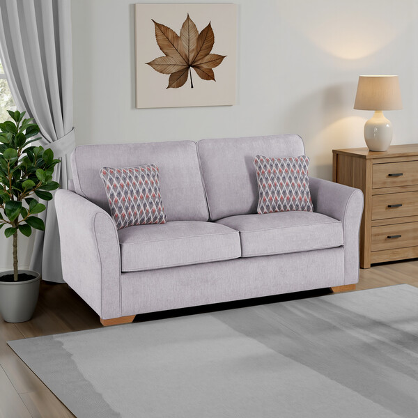Orkney Natural Fabric Sofas - 3 Seater Deluxe Sofa Bed - Jasmine Range - Oak Furnitureland