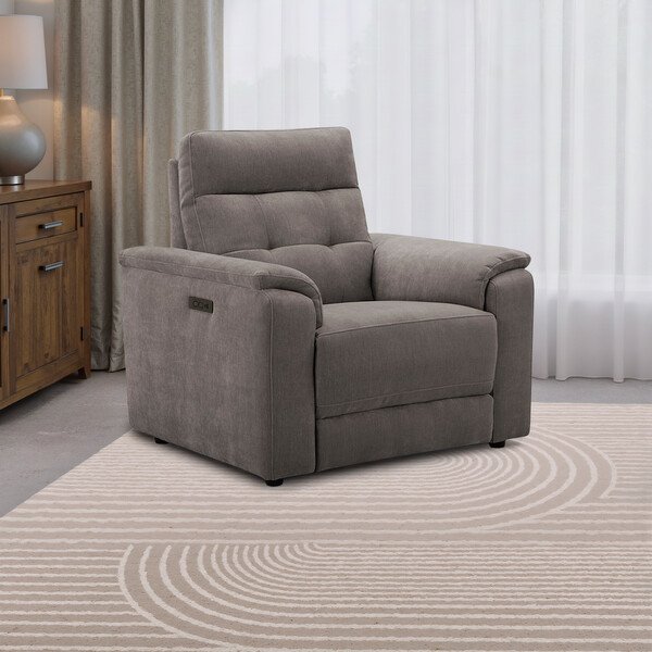 Amigo Cocoa Fabric Sofas - Recliner Armchair with Power Headrest - Juno Range - Oak Furnitureland