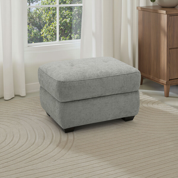 Hopsack Dove Fabric Sofas - Storage Footstool - Juno Range - Oak Furnitureland