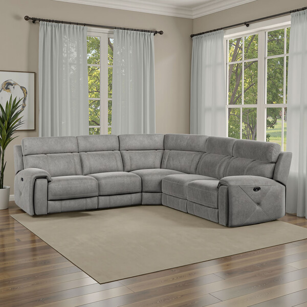 Dark Grey Fabric Sofas - Large Corner Recliner - Leo Range - Oak Furnitureland