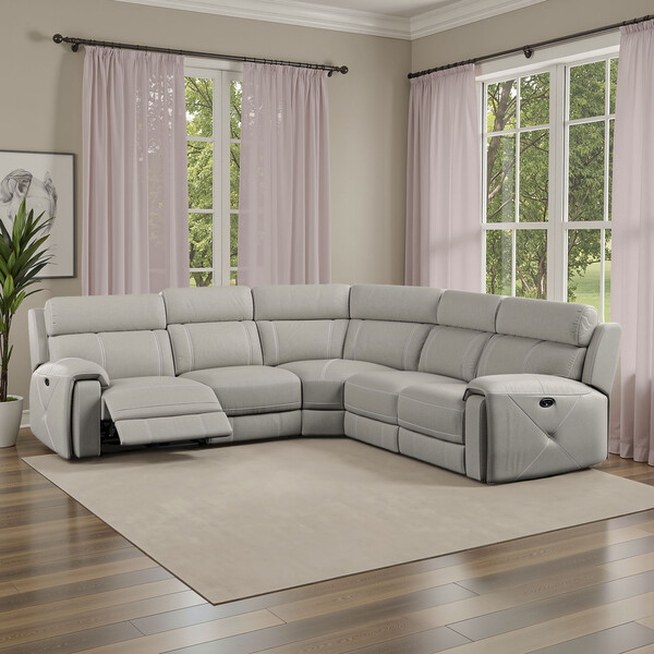Taupe Leather Sofas - Large Corner Recliner - Leo Range - Oak Furnitureland