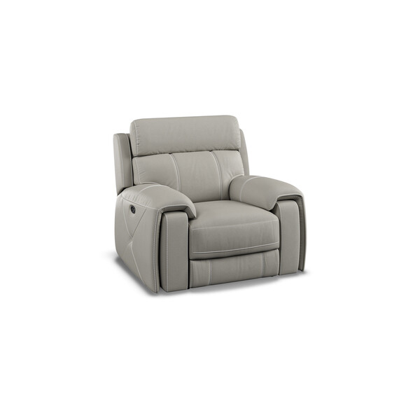 Taupe Leather Sofas - Electric Recliner Armchair - Leo Range - Oak Furnitureland