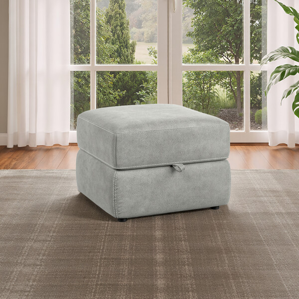 Dove Grey Fabric Sofas - Storage Footstool - Leo Range - Oak Furnitureland