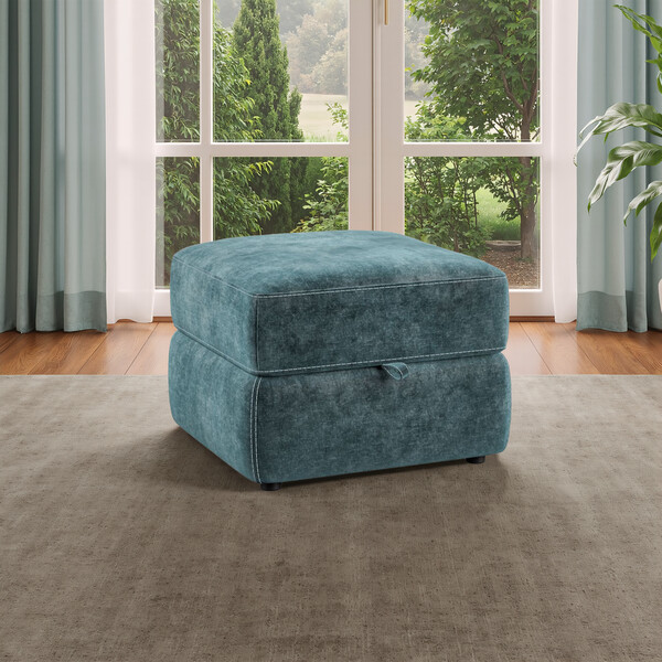 Descent Blue Fabric Sofas - Storage Footstool - Leo Range - Oak Furnitureland