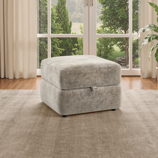 Descent Taupe Fabric Sofas - Storage Footstool - Leo Range - Oak Furnitureland