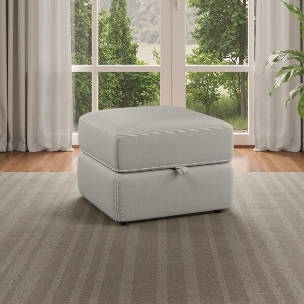 Taupe Leather Sofas - Storage Footstool - Leo Range - Oak Furnitureland
