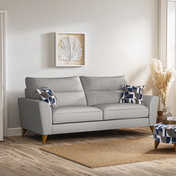 Barley Silver Fabric Sofas - 4 Seater Sofa - Levi Range - Oak Furnitureland