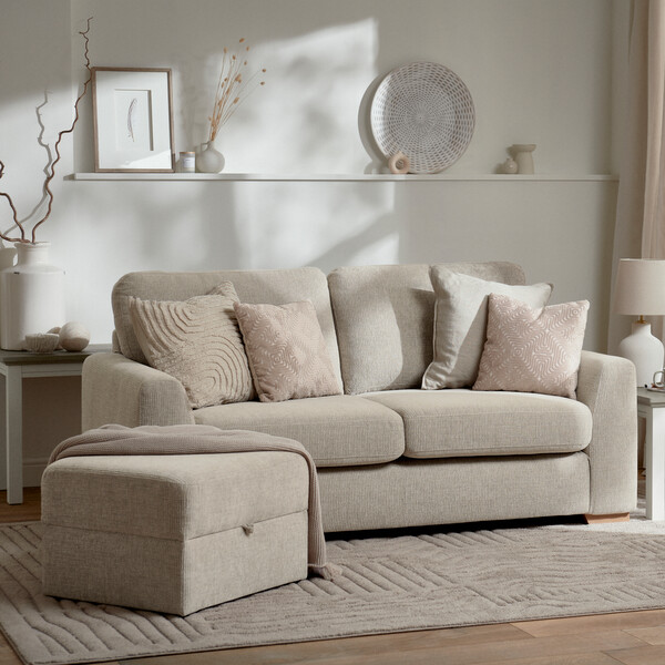 Biscuit Fabric Sofas - 2 Seater Sofa - Ludlow Range - Oak Furnitureland
