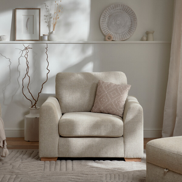 Biscuit Fabric Sofas - Armchair - Ludlow Range - Oak Furnitureland