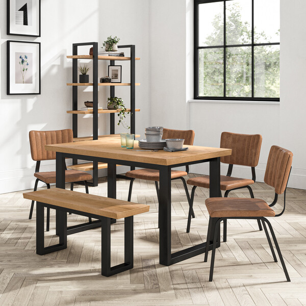 Natural Solid Oak & Metal Benches & Stools - Small Bench - Maine Range - Oak Furnitureland