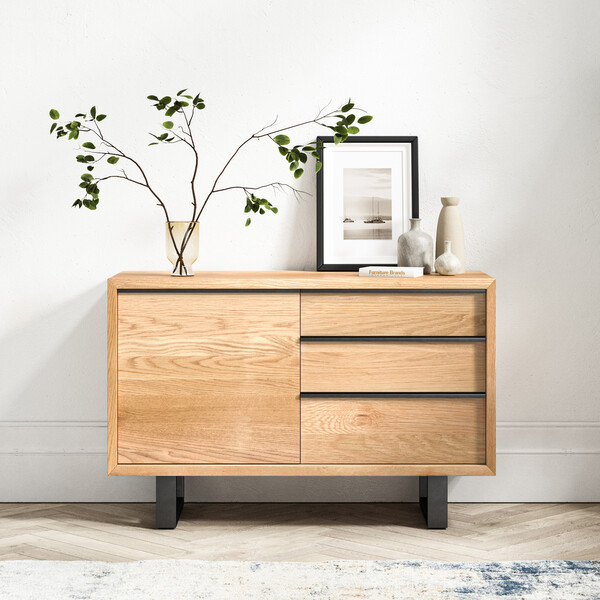 Natural Solid Oak & Metal Sideboards - Small Sideboard - Maine Range - Oak Furnitureland