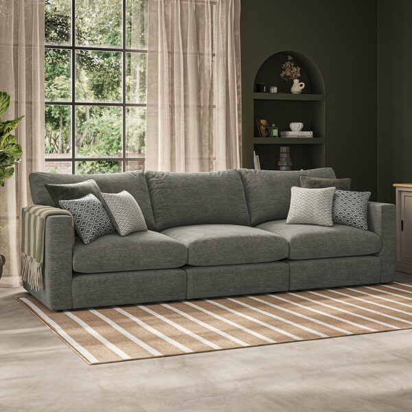 Olive Green Fabric Sofas - Modular 3 Seat Sofa - Malvern Range - Oak Furnitureland