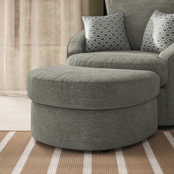 Olive Green Fabric Sofas - Half Moon Footstool - Malvern Range - Oak Furnitureland