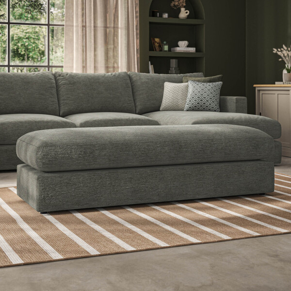 Olive Green Fabric Sofas - Large Fender Footstool - Malvern Range - Oak Furnitureland