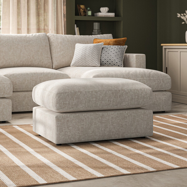 Beige Fabric Sofas - Small Fender Footstool - Malvern Range - Oak Furnitureland