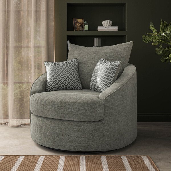Olive Green Fabric Sofas - Swivel Chair - Malvern Range - Oak Furnitureland