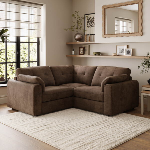 Chocolate Fabric Sofas - Modular 3 Seat Corner Sofa - Marley Range - Oak Furnitureland