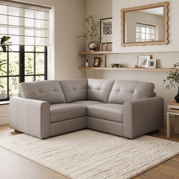 Oyster Leather Sofas - Modular 3 Seat Corner Sofa - Marley Range - Oak Furnitureland