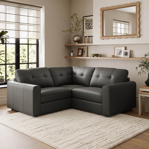 Storm Leather Sofas - Modular 3 Seat Corner Sofa - Marley Range - Oak Furnitureland