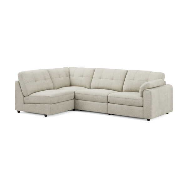 Ivory Fabric Sofas - Modular 4 Seat Right Hand Corner Sofa - Marley Range - Oak Furnitureland