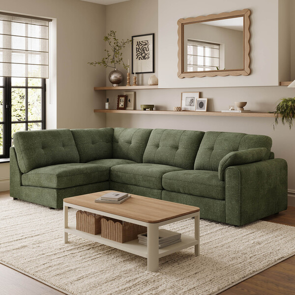 Pine Fabric Sofas - Modular 4 Seat Right Hand Corner Sofa - Marley Range - Oak Furnitureland
