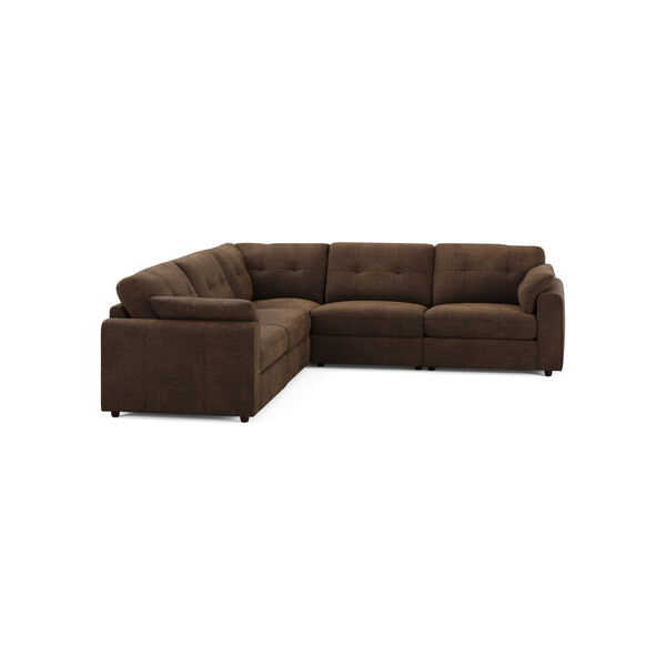 Chocolate Fabric Sofas - Modular 5 Seat Corner Sofa - Marley Range - Oak Furnitureland