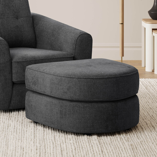 Charcoal Fabric Sofas - Half Moon Footstool - Marley Range - Oak Furnitureland