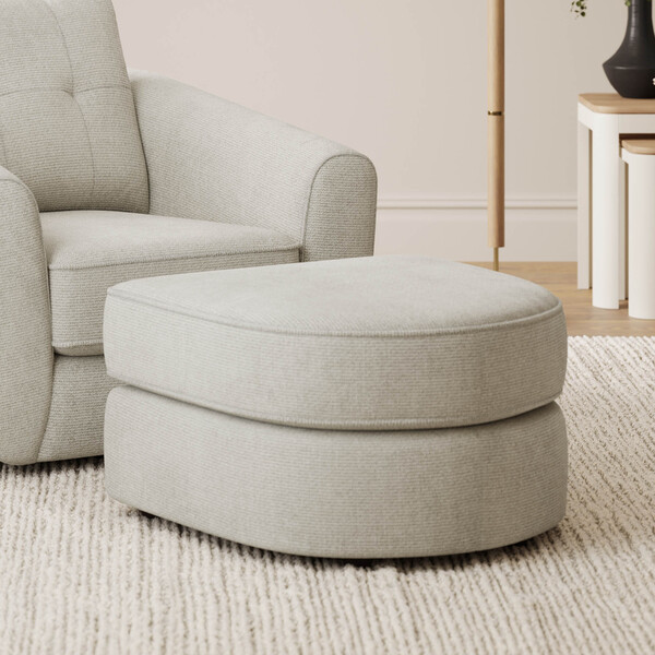 Ivory Fabric Sofas - Half Moon Footstool - Marley Range - Oak Furnitureland