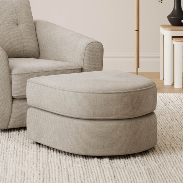 Natural Fabric Sofas - Half Moon Footstool - Marley Range - Oak Furnitureland