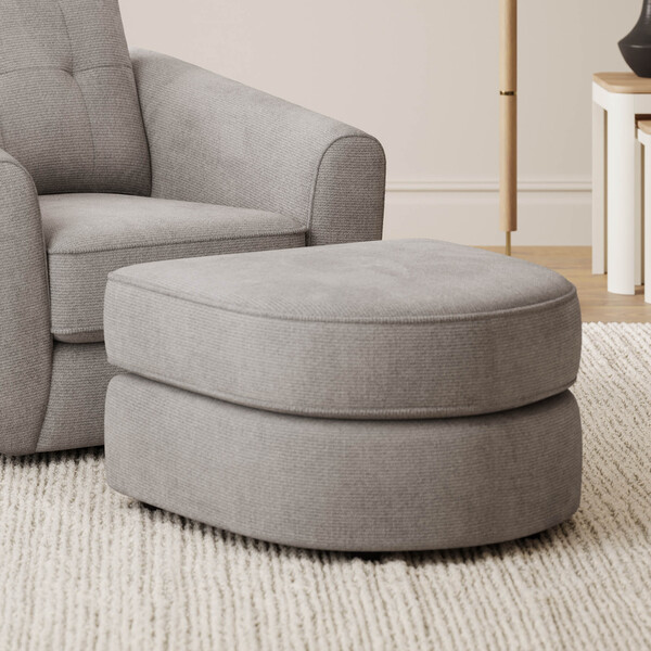 Stone Fabric Sofas - Half Moon Footstool - Marley Range - Oak Furnitureland