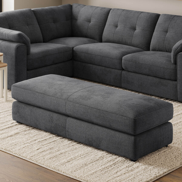 Charcoal Fabric Sofas - Large Fender Footstool - Marley Range - Oak Furnitureland