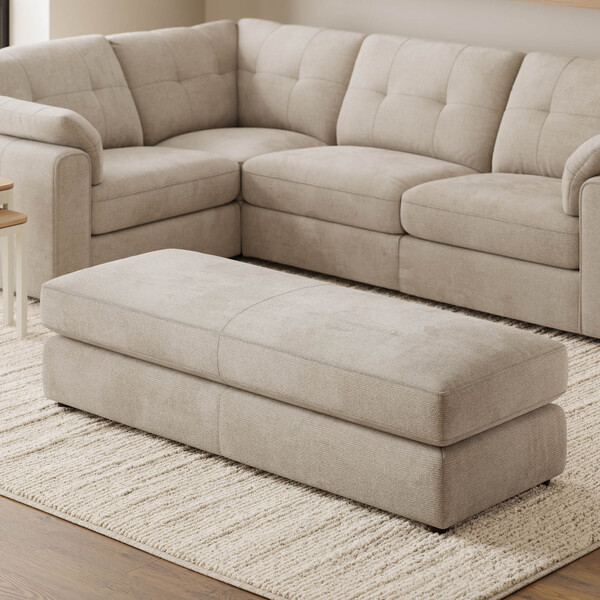 Natural Fabric Sofas - Large Fender Footstool - Marley Range - Oak Furnitureland