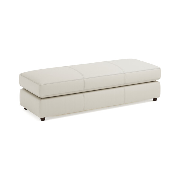 Bone China Leather Sofas - Large Fender Footstool - Marley Range - Oak Furnitureland