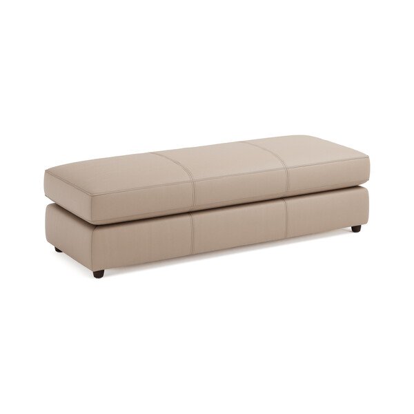 Mushroom Leather Sofas - Large Fender Footstool - Marley Range - Oak Furnitureland